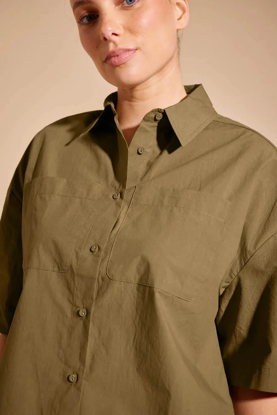 POPPY PIMA COTTON SHIRT | Olive