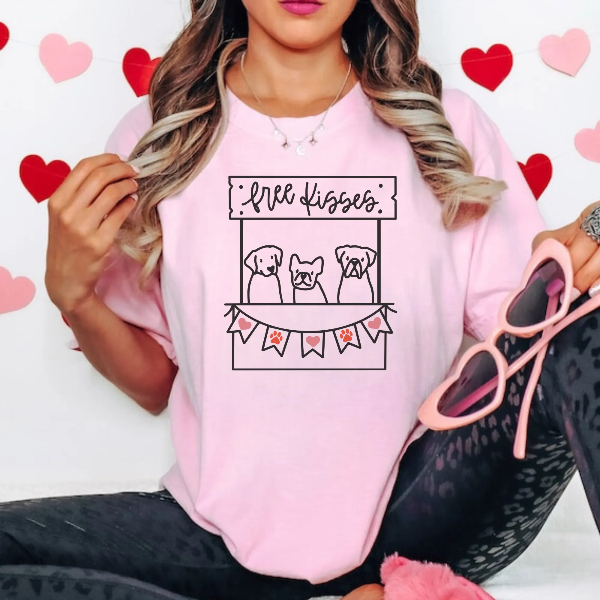 Puppy Kissing Booth | Dog Valentine's Day Shirt for Women