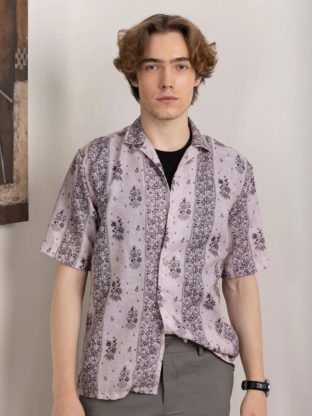 Purple Print Resort Shirt