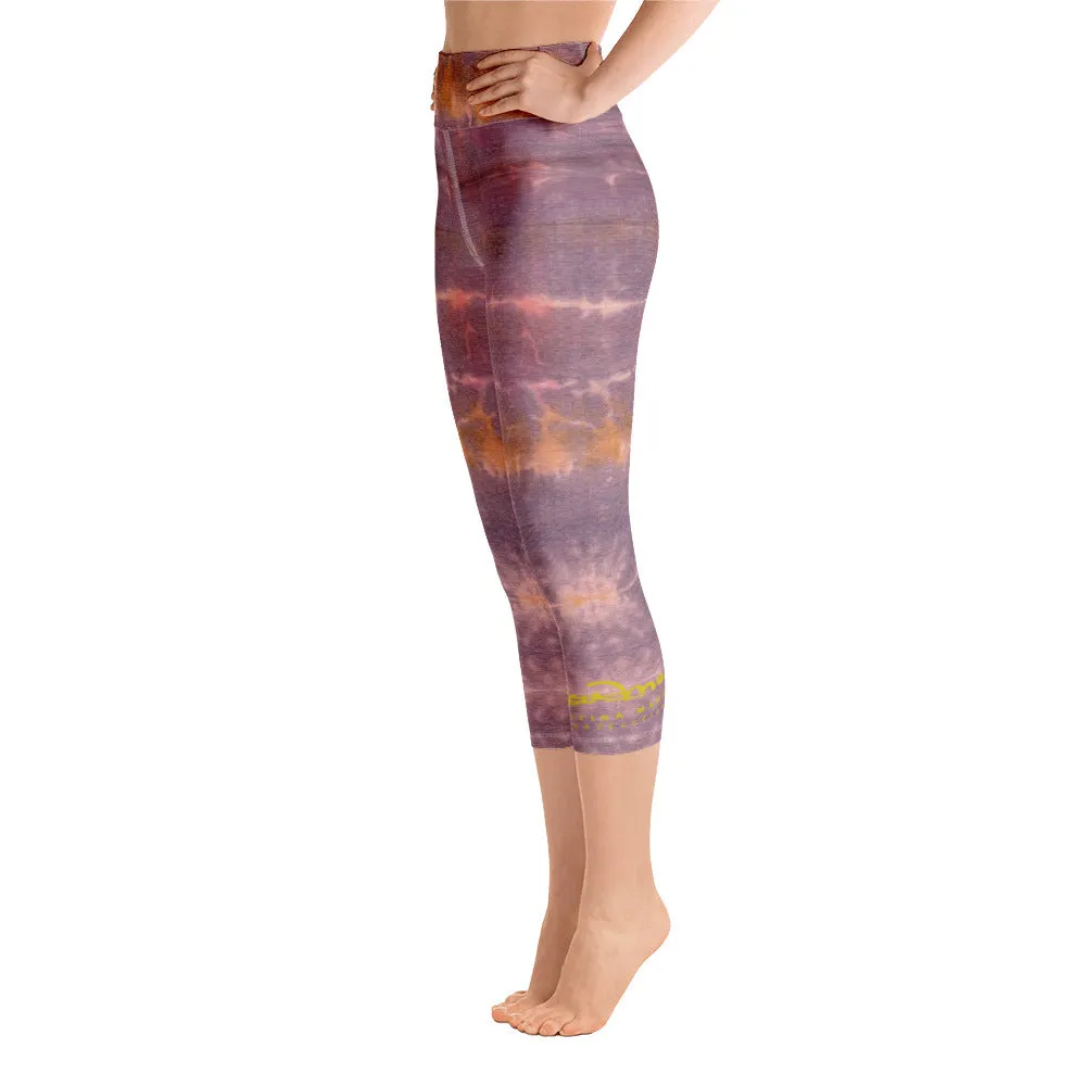 Purple Sunset Tie Dye Yoga Capri Leggings