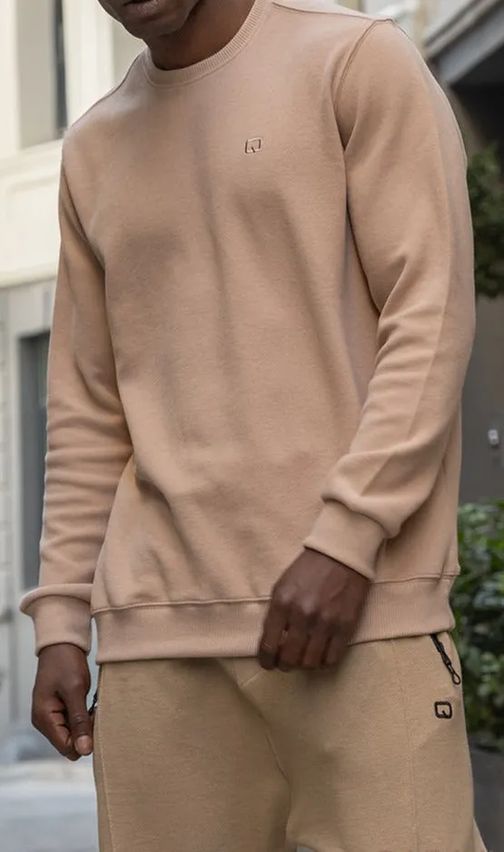 QL Round Collar Longline Sweatshirt in Beige