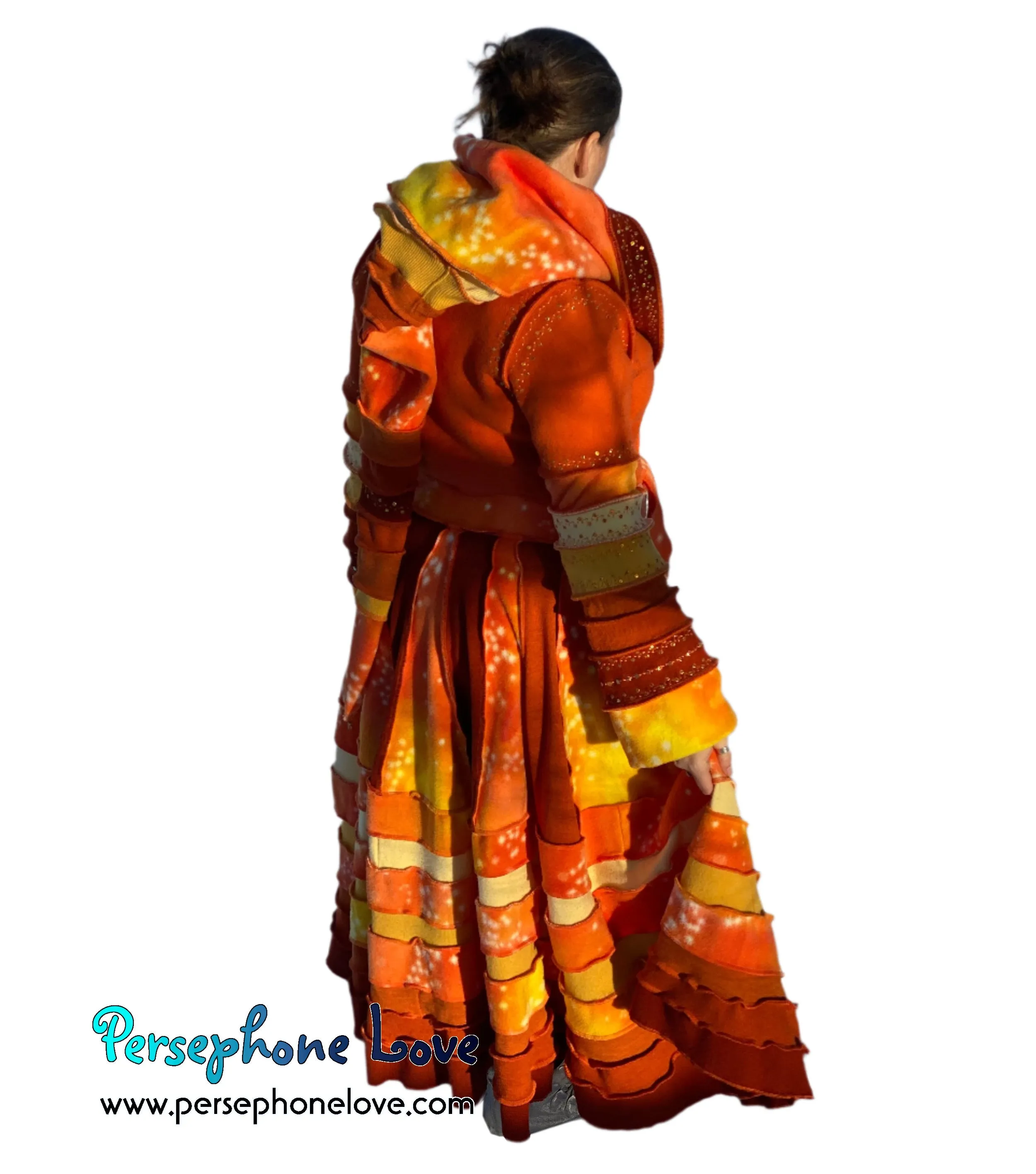 "Fireball" Galaxy needle-felted wool/cashmere patchwork Katwise-inspired sweatercoat-2516