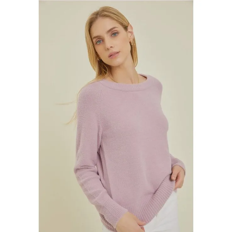 Raglan Ribbed Crew Neck Sweater