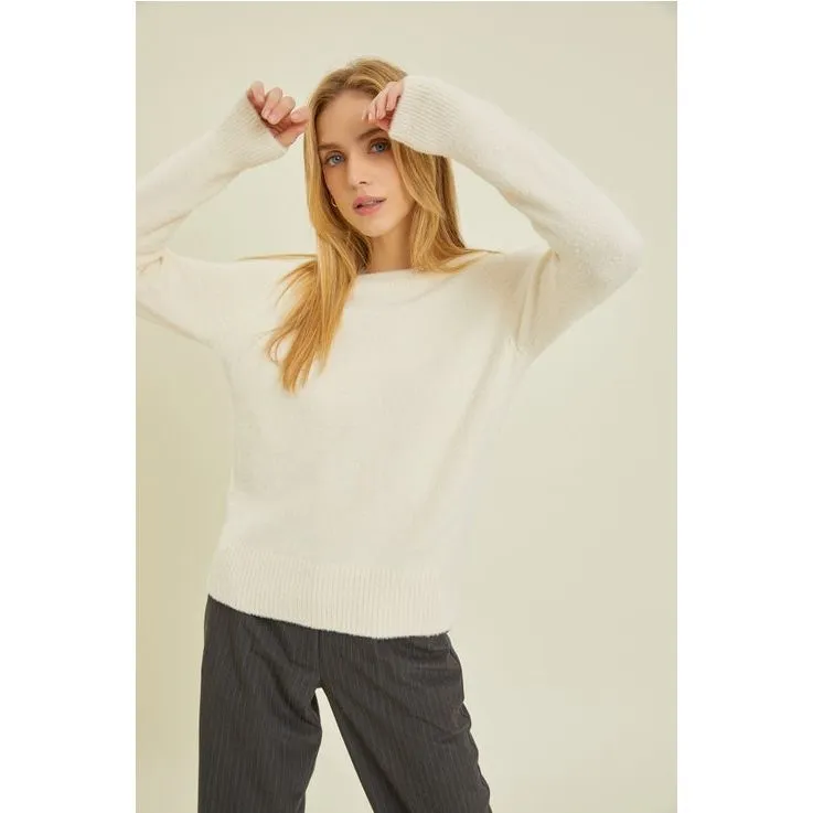 Raglan Ribbed Crew Neck Sweater