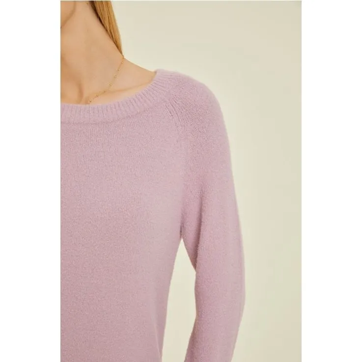 Raglan Ribbed Crew Neck Sweater