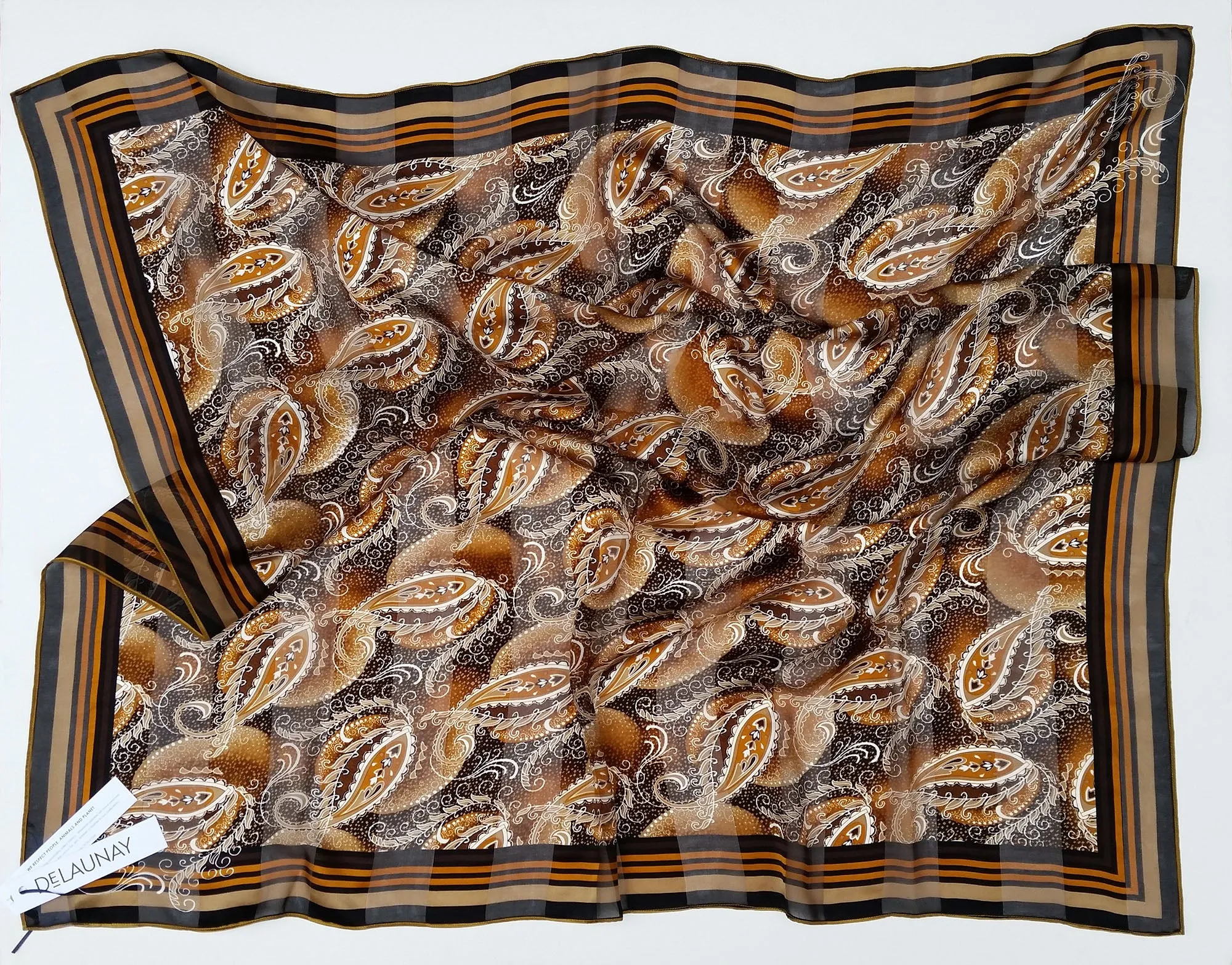 Reclaimed Silk Scarf - Bronze Paisley