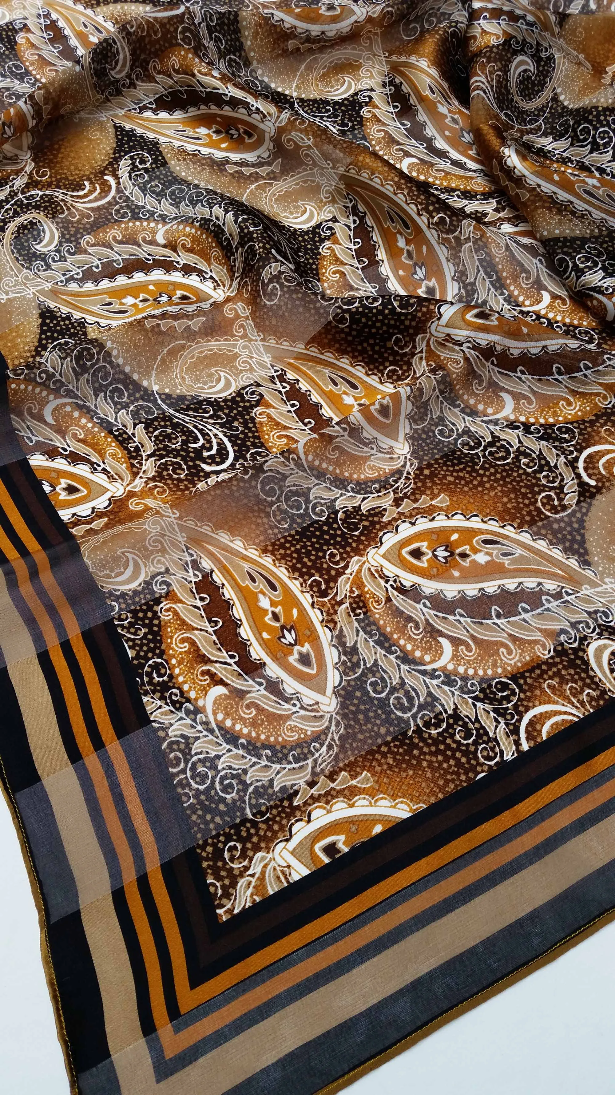 Reclaimed Silk Scarf - Bronze Paisley