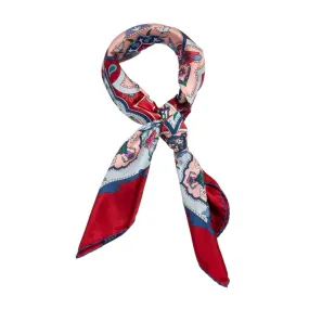 RED AND LIGHT BLUE SILK SCARF