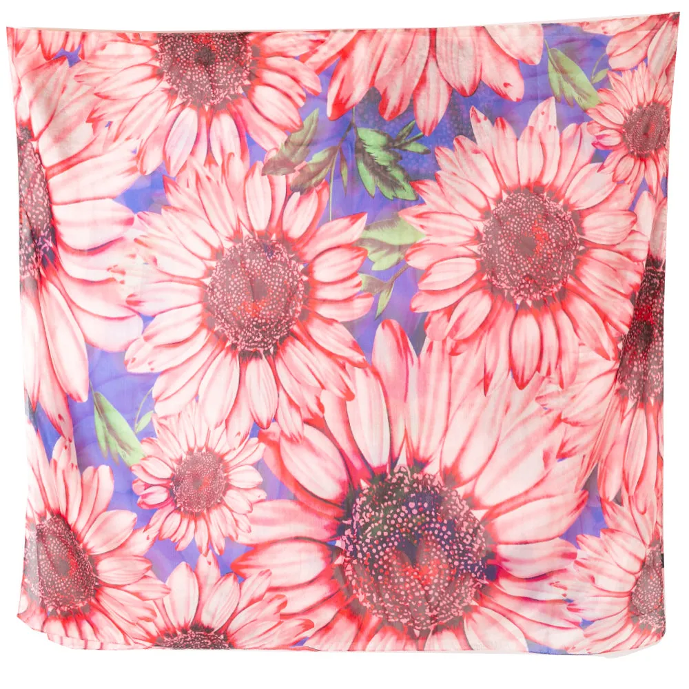 Red Sunflowers Silk Scarf