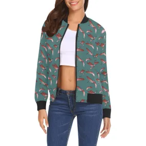 Red Swift Turquoise Bomber Jacket for Women