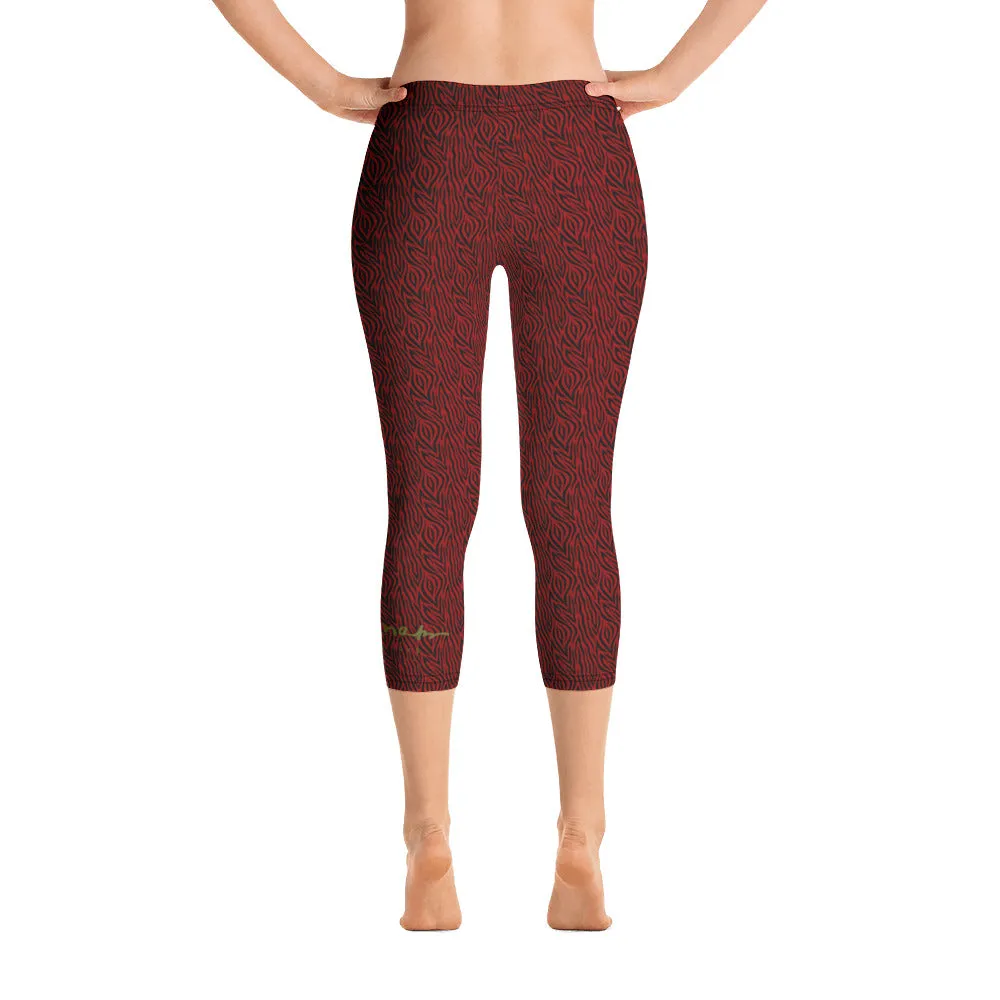 Red Zebra Capri Leggings