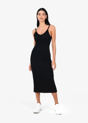 Rib Knit Lounge Dress Black FINAL SALE