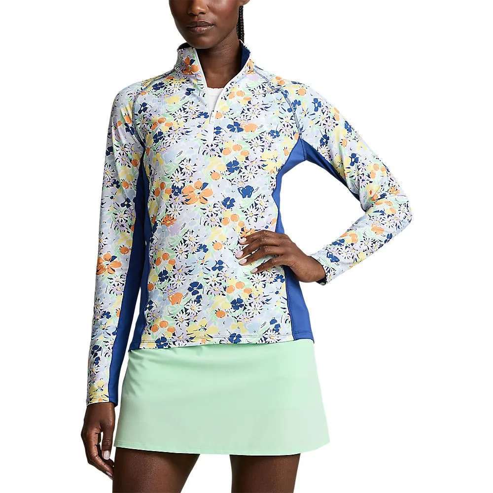 RLX Ralph Lauren Women's UV Jersey 1/4 Zip Pullover - Floral Bouquet Print