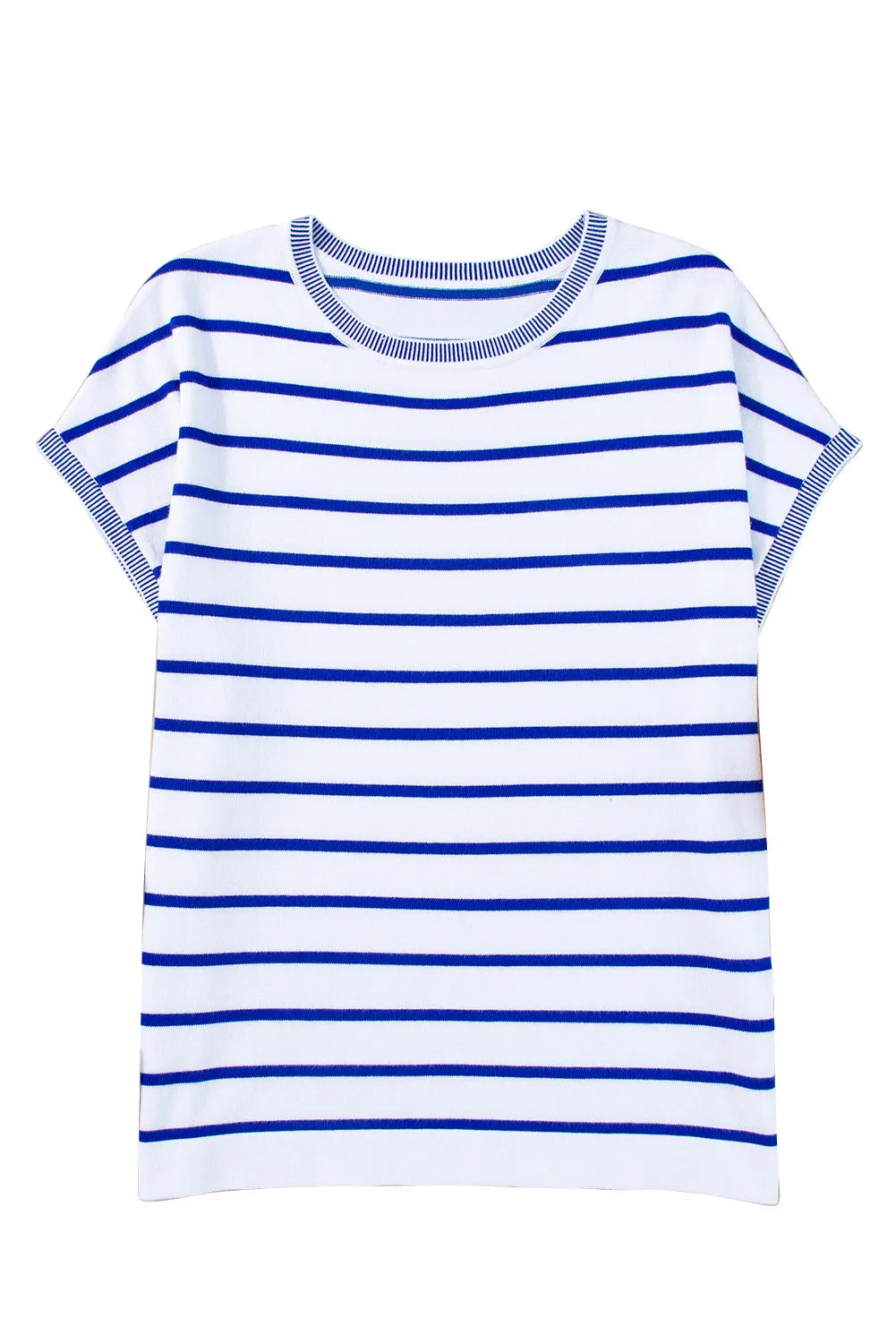 Rose Stripe Knitted Dolman T-Shirt: Effortlessly Elegant with a Touch of Edge