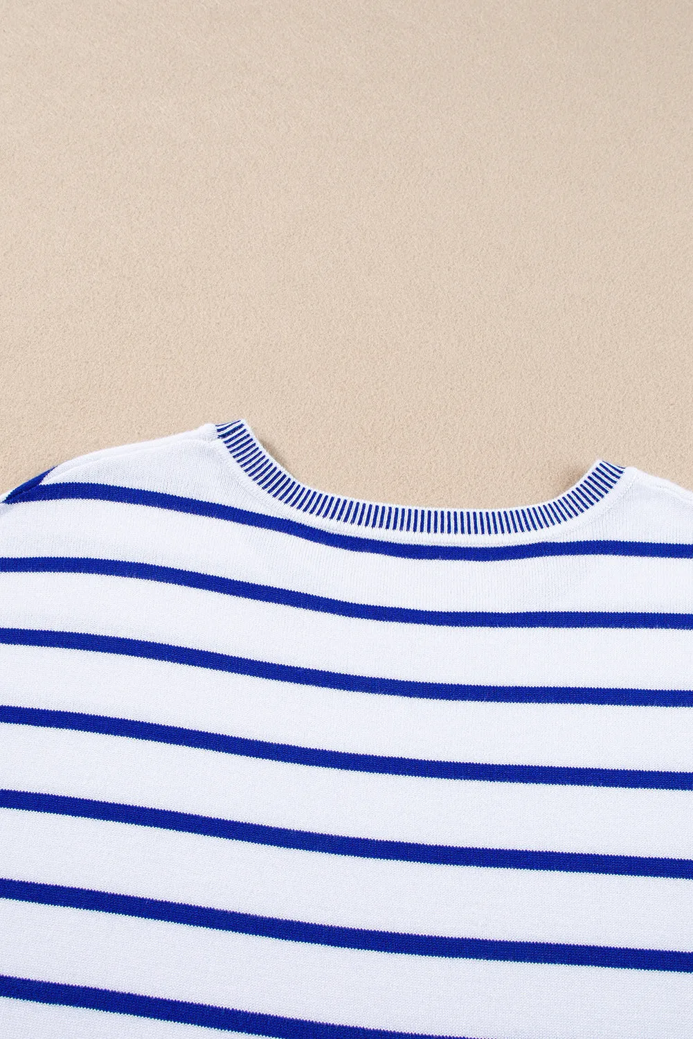 Rose Stripe Knitted Dolman T-Shirt: Effortlessly Elegant with a Touch of Edge