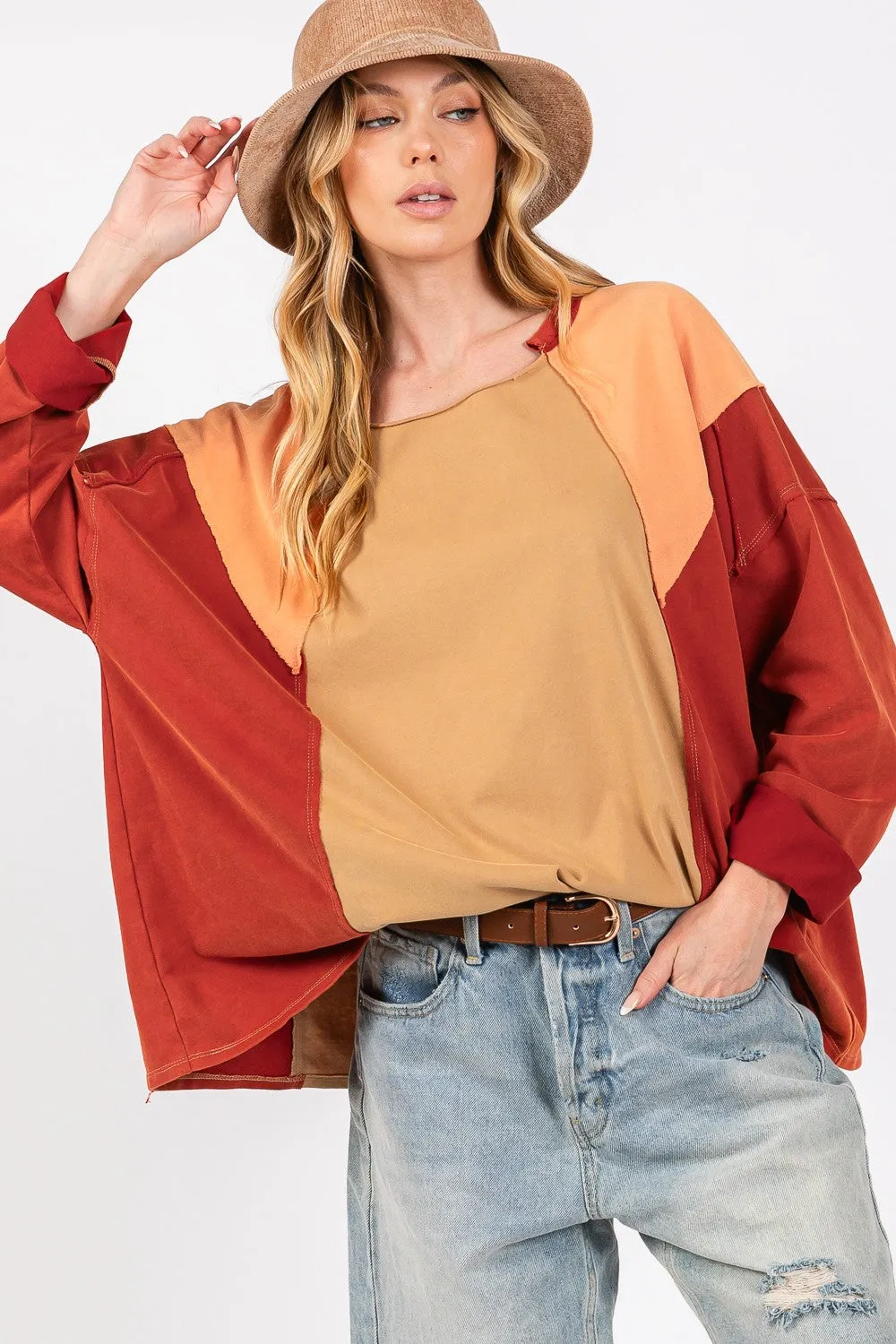 SAGE   FIG Mineral Wash Color Block Top