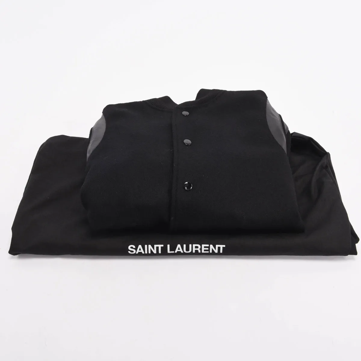 Saint Laurent Black Wool & Lambskin Teddy Jacket FR 50