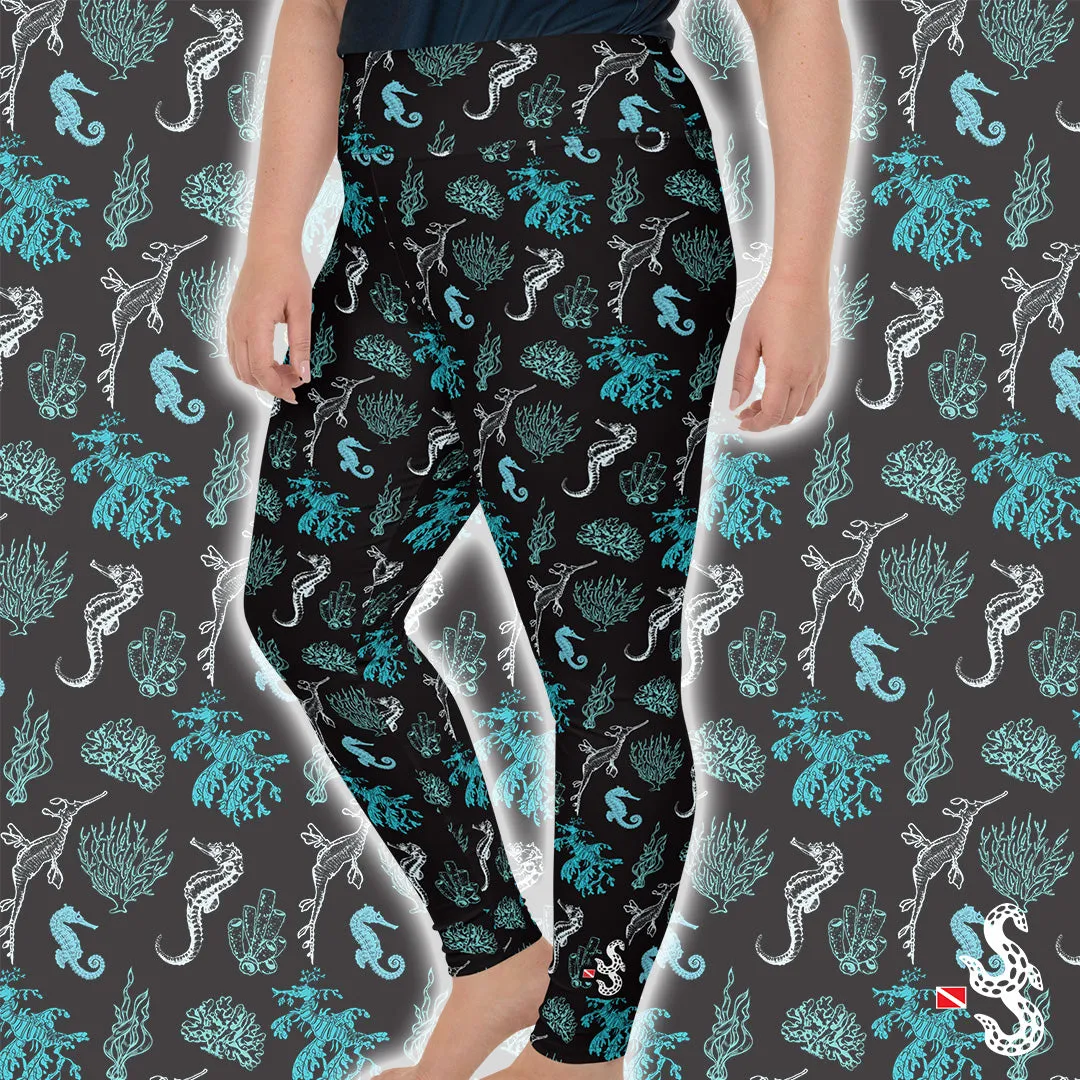 Salty Seahorse and Sea Dragon Leggings Plus Size