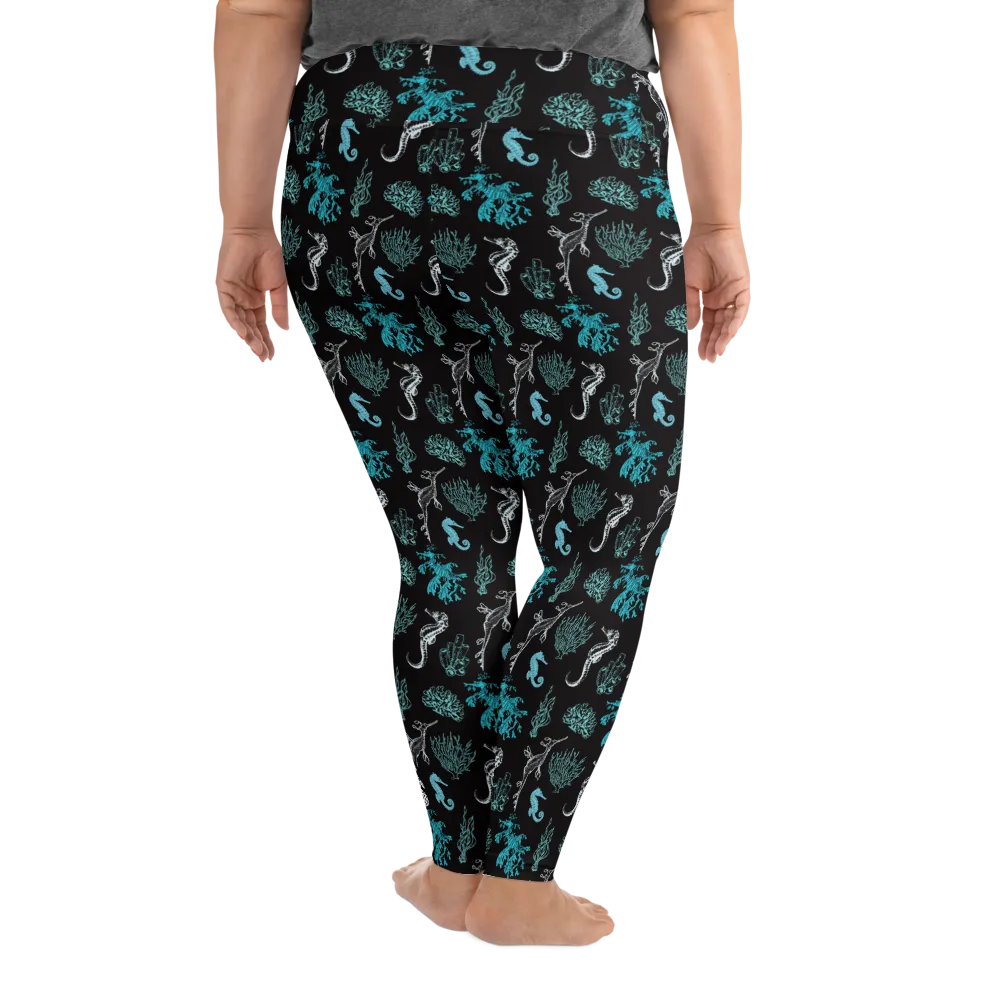 Salty Seahorse and Sea Dragon Leggings Plus Size