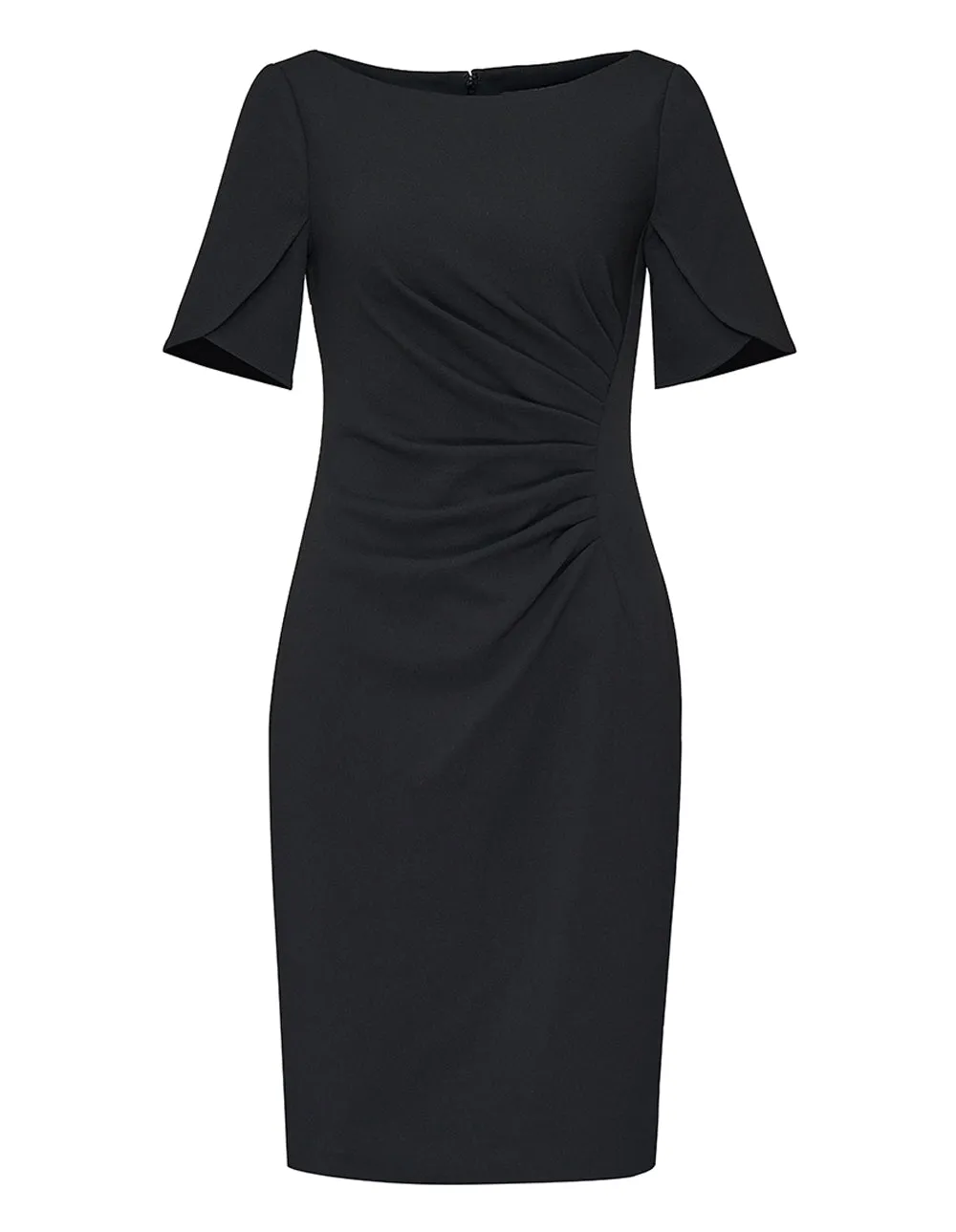 Scuba Crepe Side Ruched Dress