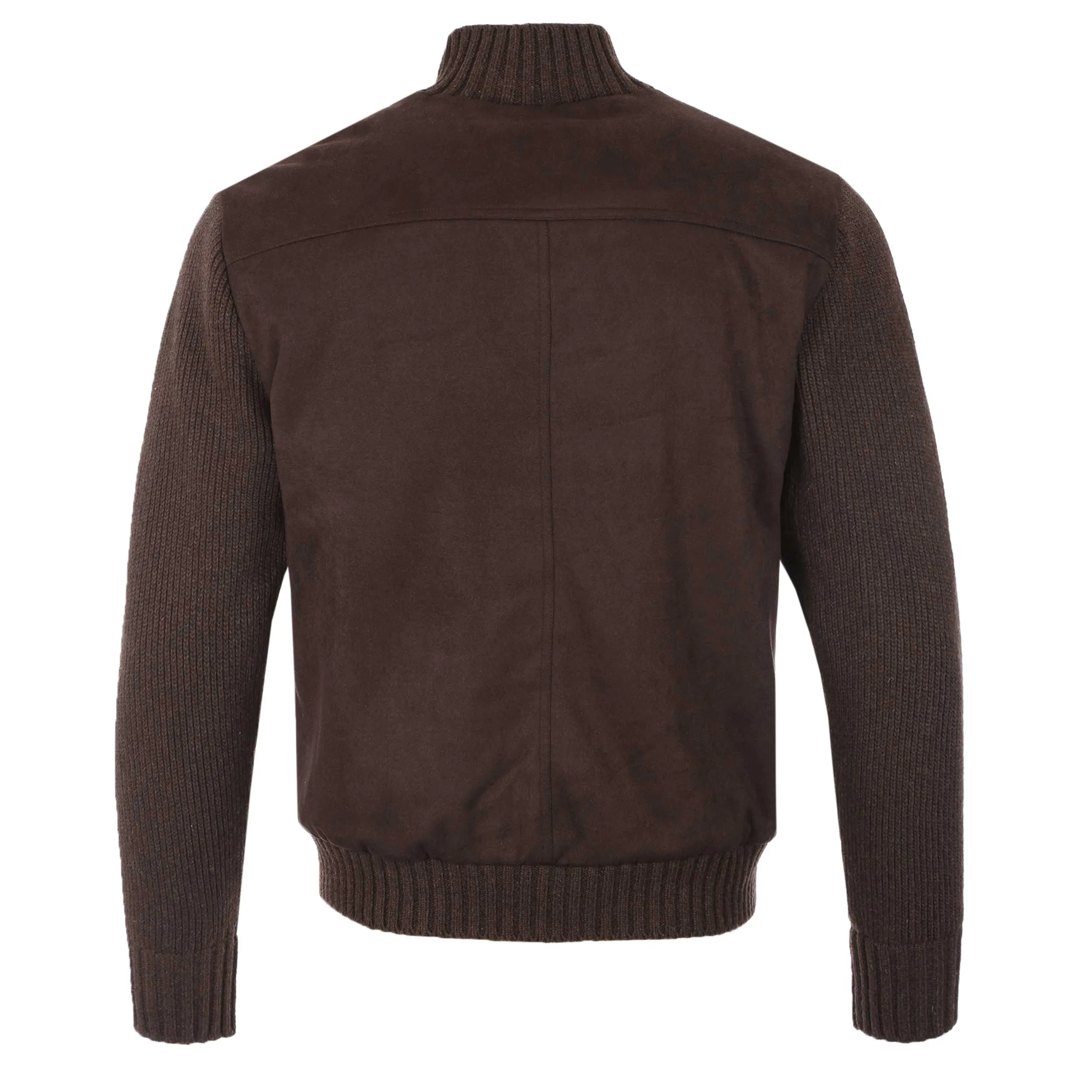 Seinse Faux Suede Zip Knit Jacket in Moro Brown