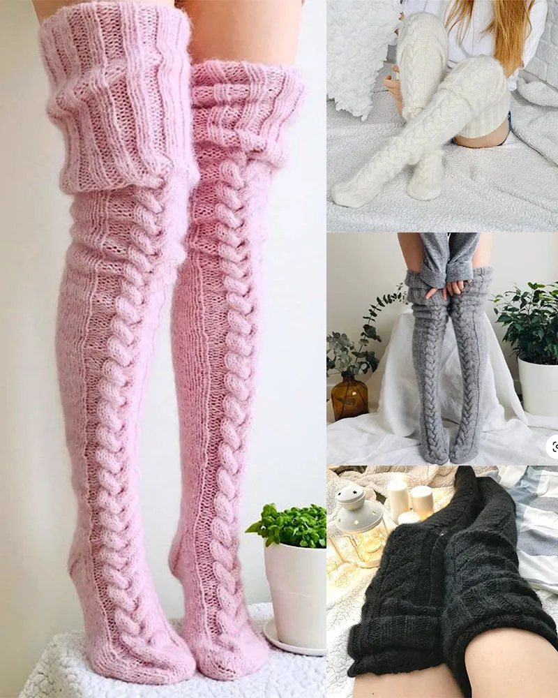 SheCurve®Warm Cable Knit Over-Knee Socks