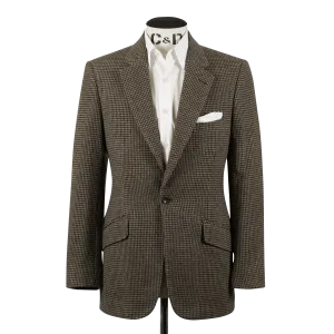 Single Breasted Notch Jacket in Brown Houndstooth