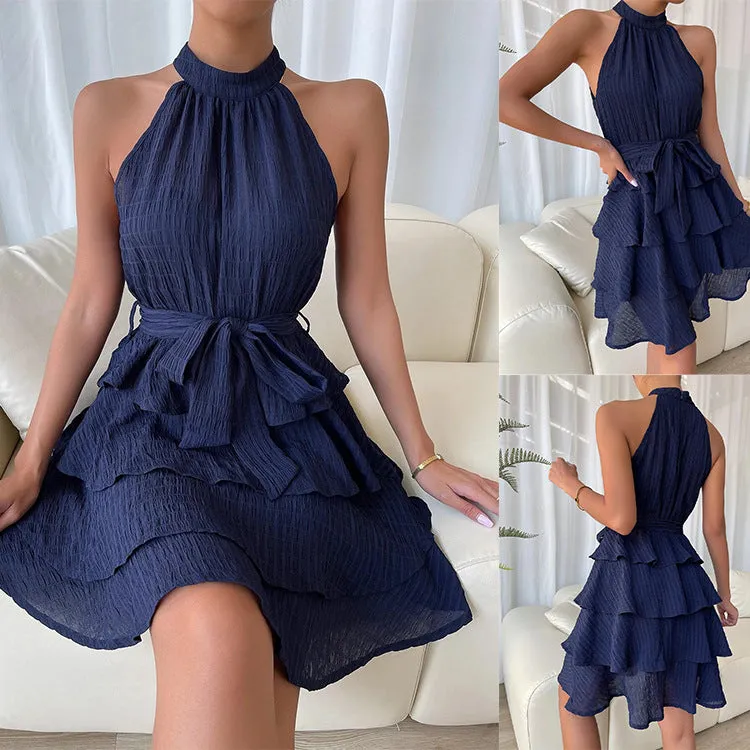 Sleeveless Ruffle Edge Midi Dress