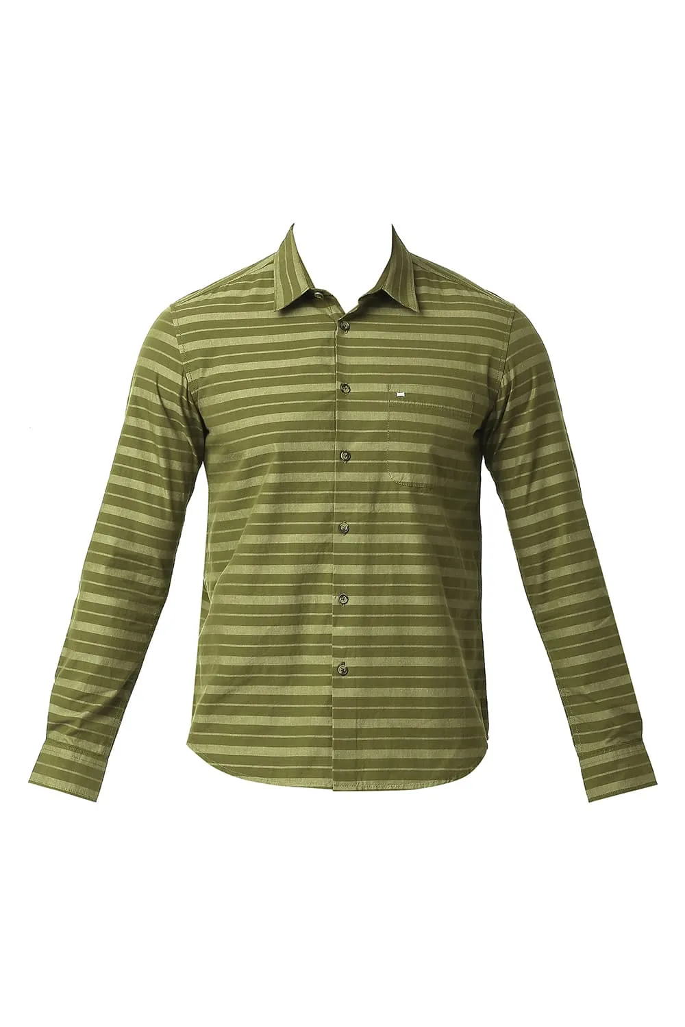 Slim Fit Cotton Weft Stripe Shirt