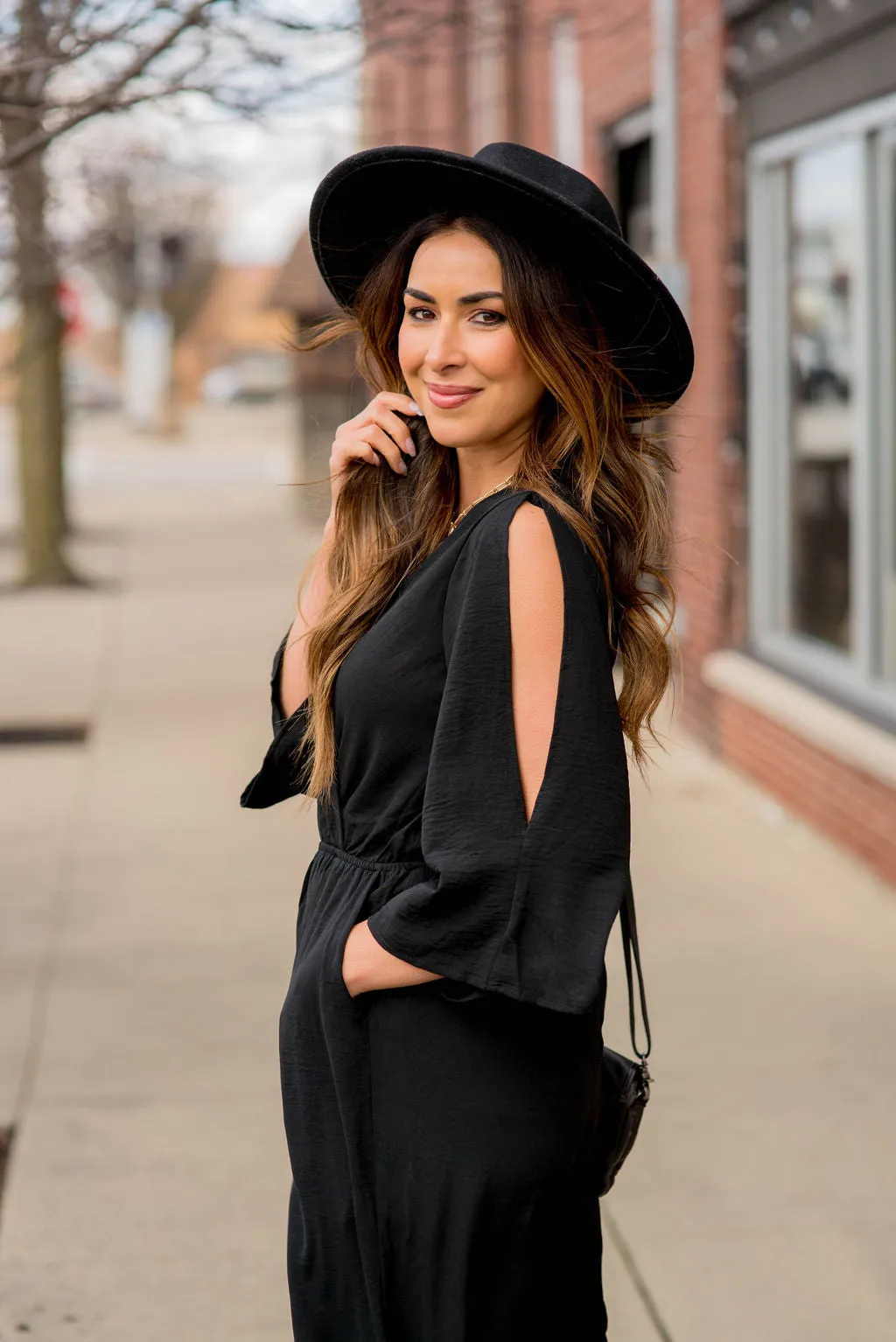 Slit Sleeve Wrap Jumpsuit