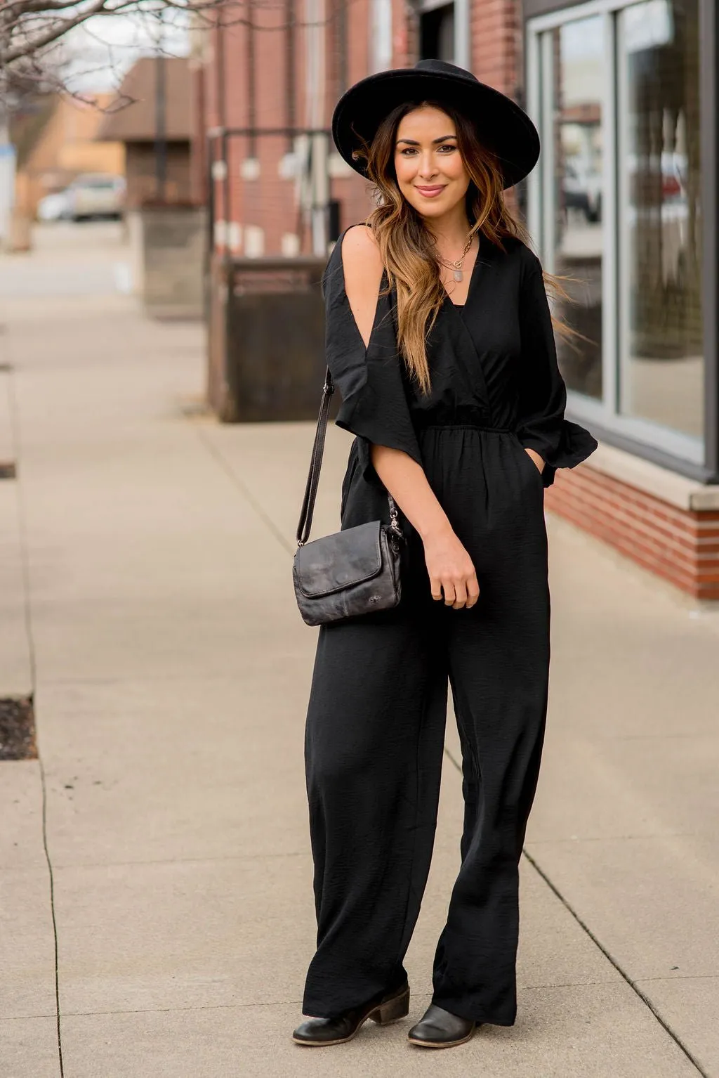 Slit Sleeve Wrap Jumpsuit