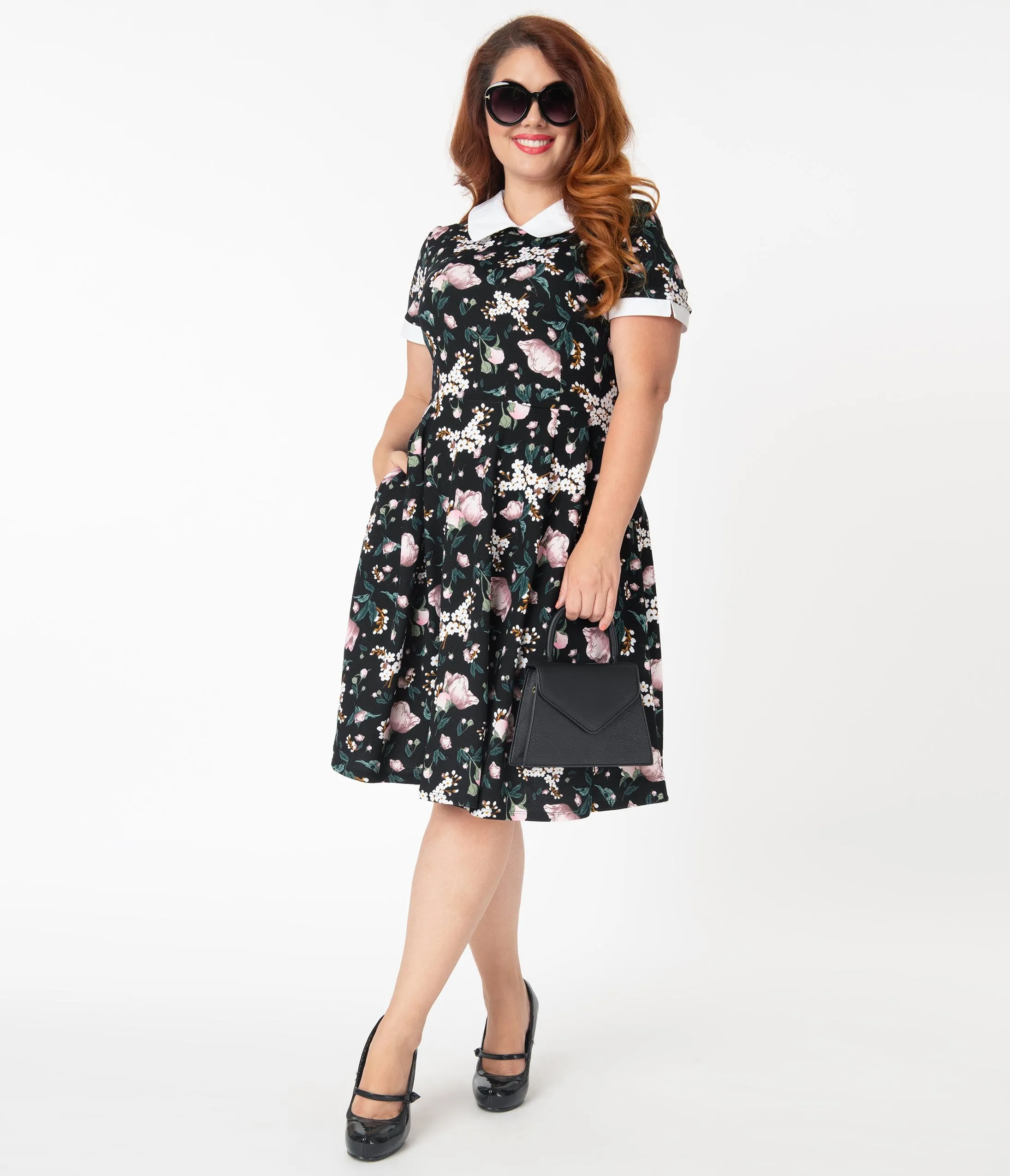 Smak Parlour Plus Size Black Floral Babe Revolution Swing Dress