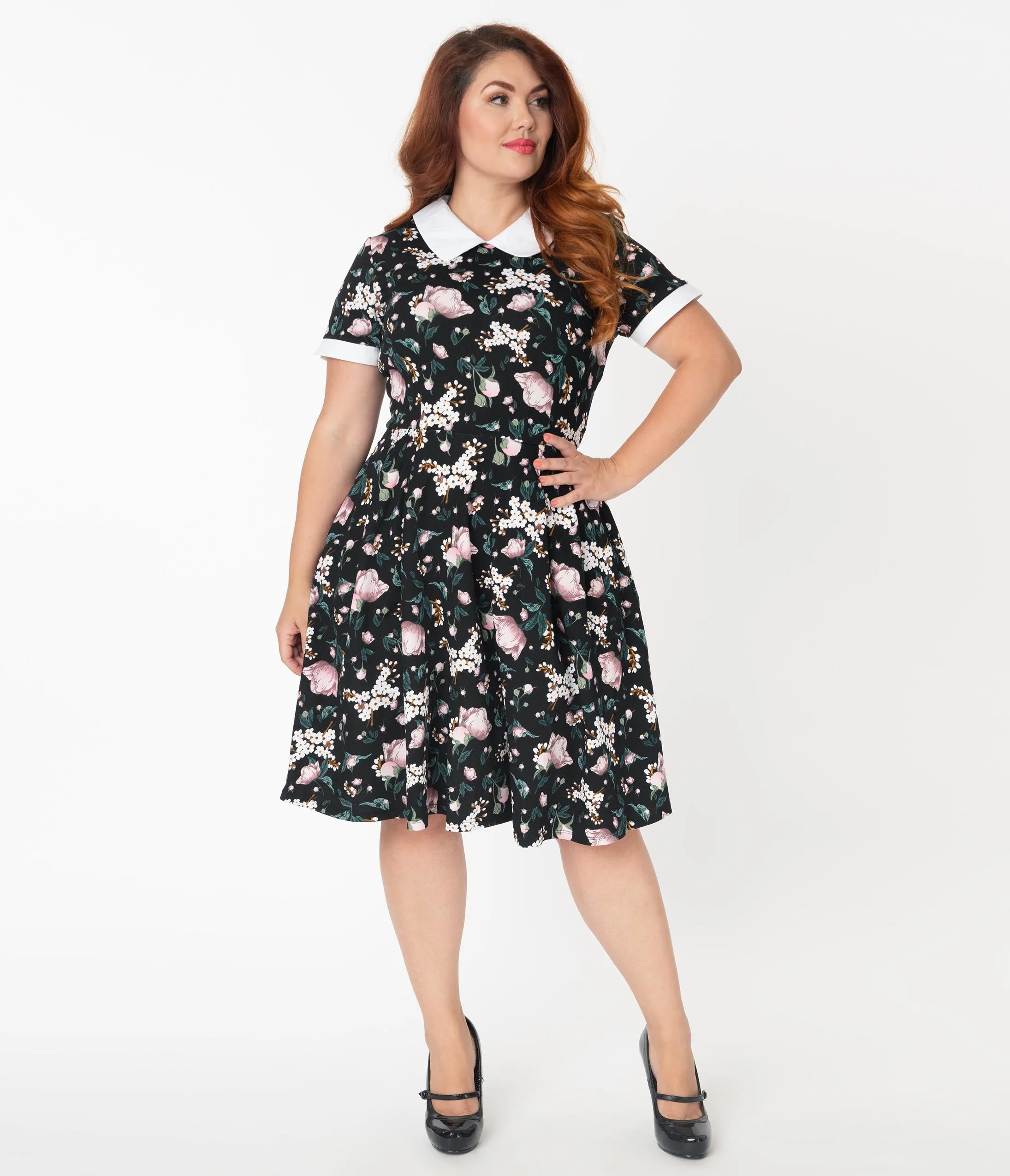 Smak Parlour Plus Size Black Floral Babe Revolution Swing Dress