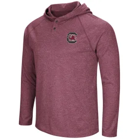 South Carolina Gamecocks Colosseum Red LS Hooded Henley T-Shirt