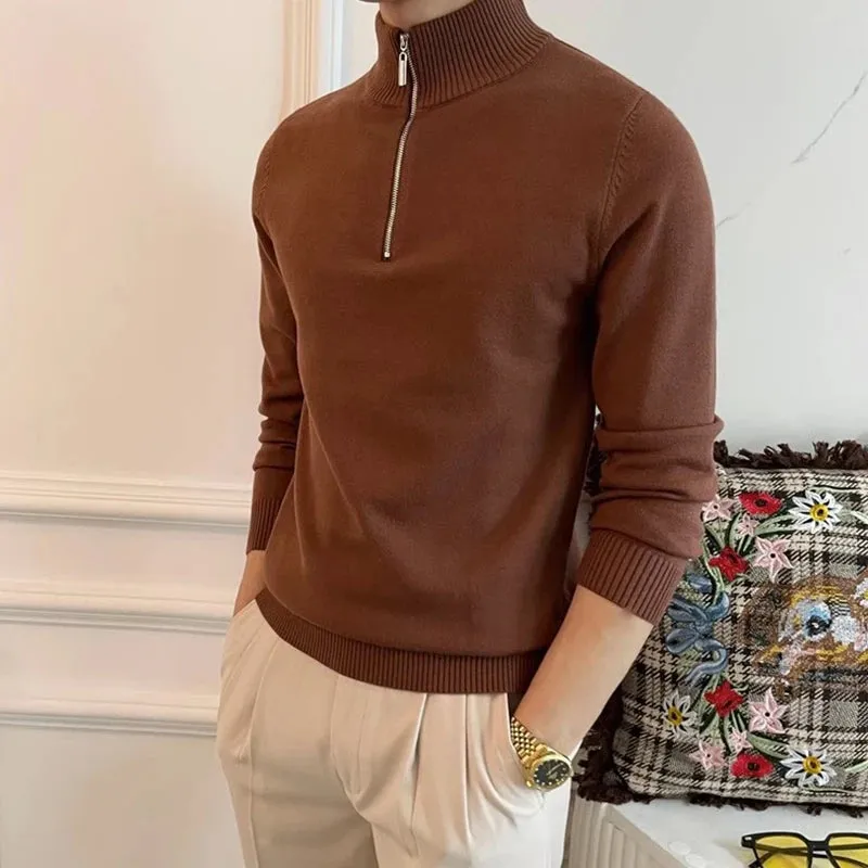 Stand collar zipper sweater