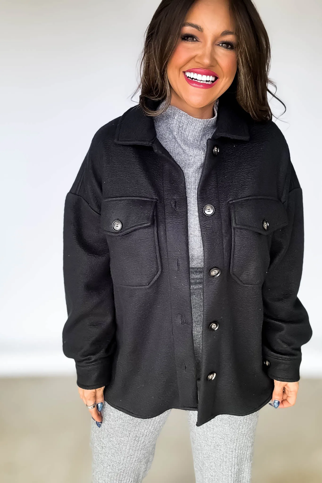 Super Soft Oversized Black Shacket