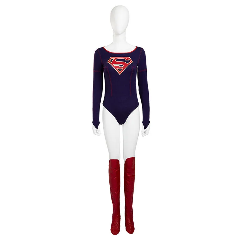 Supergirl Costume Kara Zor-El Kara Kent Cosplay Superhero Jumpsuit Women With Cloak