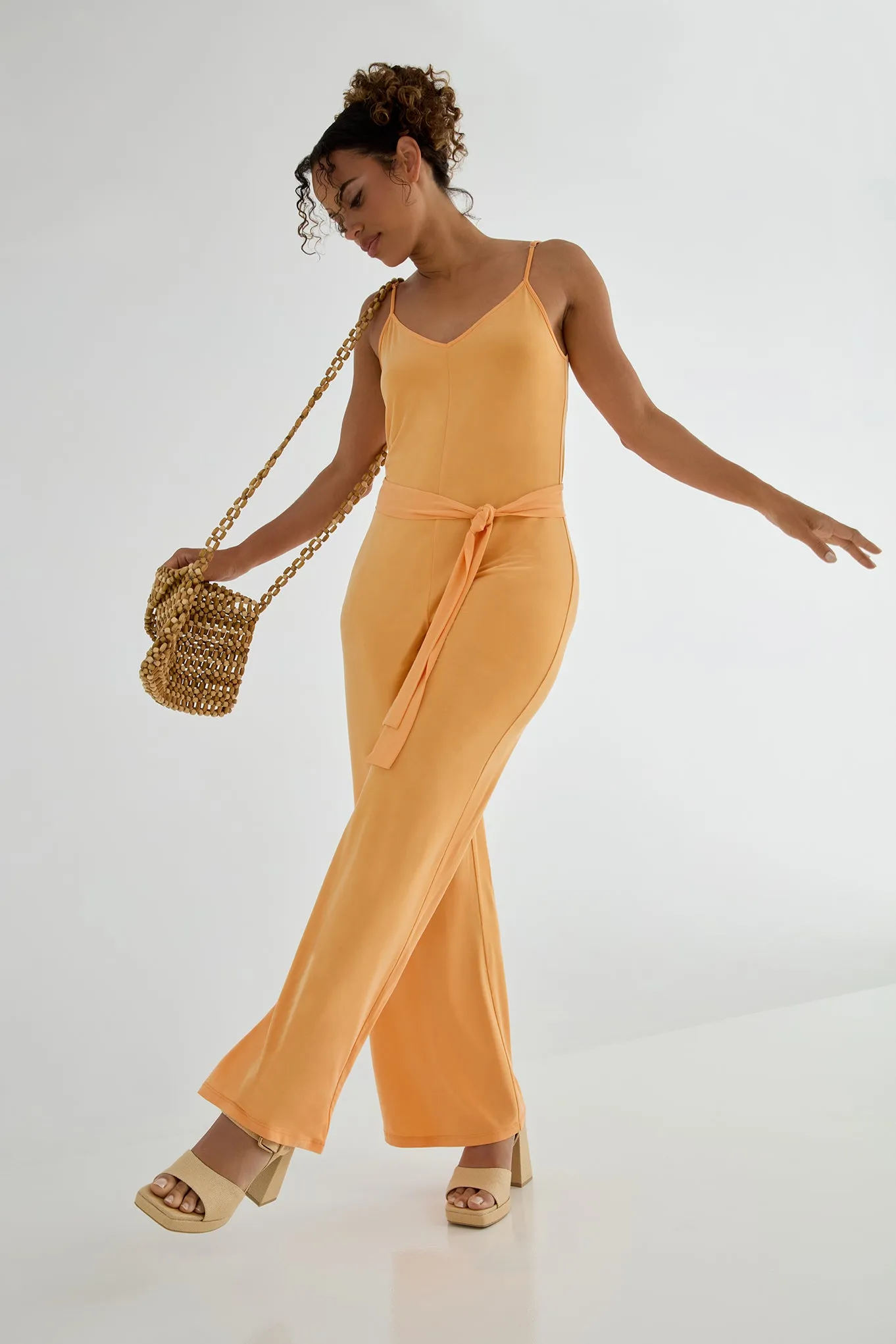 The Airy Jumpsuit: Tank - Flow Cupro - Tangerine