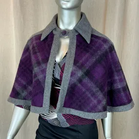 TIMELINE WOOL CAPE | Purple Plaid.Slate