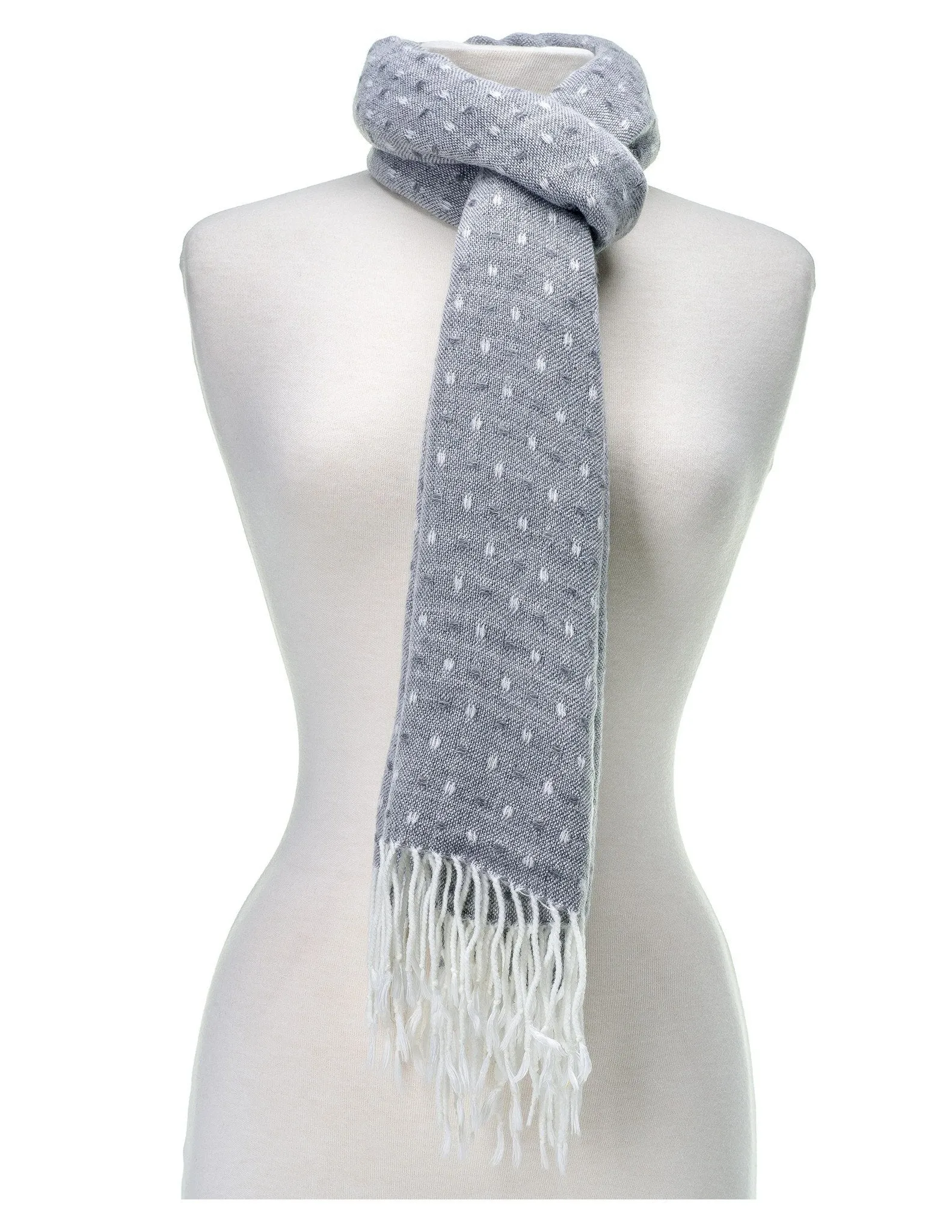 'Toasty' Warm Soft Premium Winter Scarf - Dot Pattern - Silver