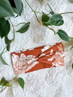 Twistband - Burnt Orange Stencil Floral