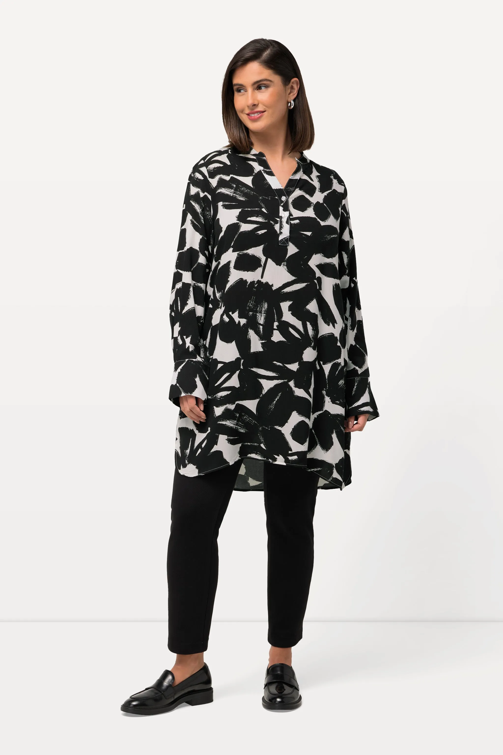 Ulla Popken Black Floral Tunic