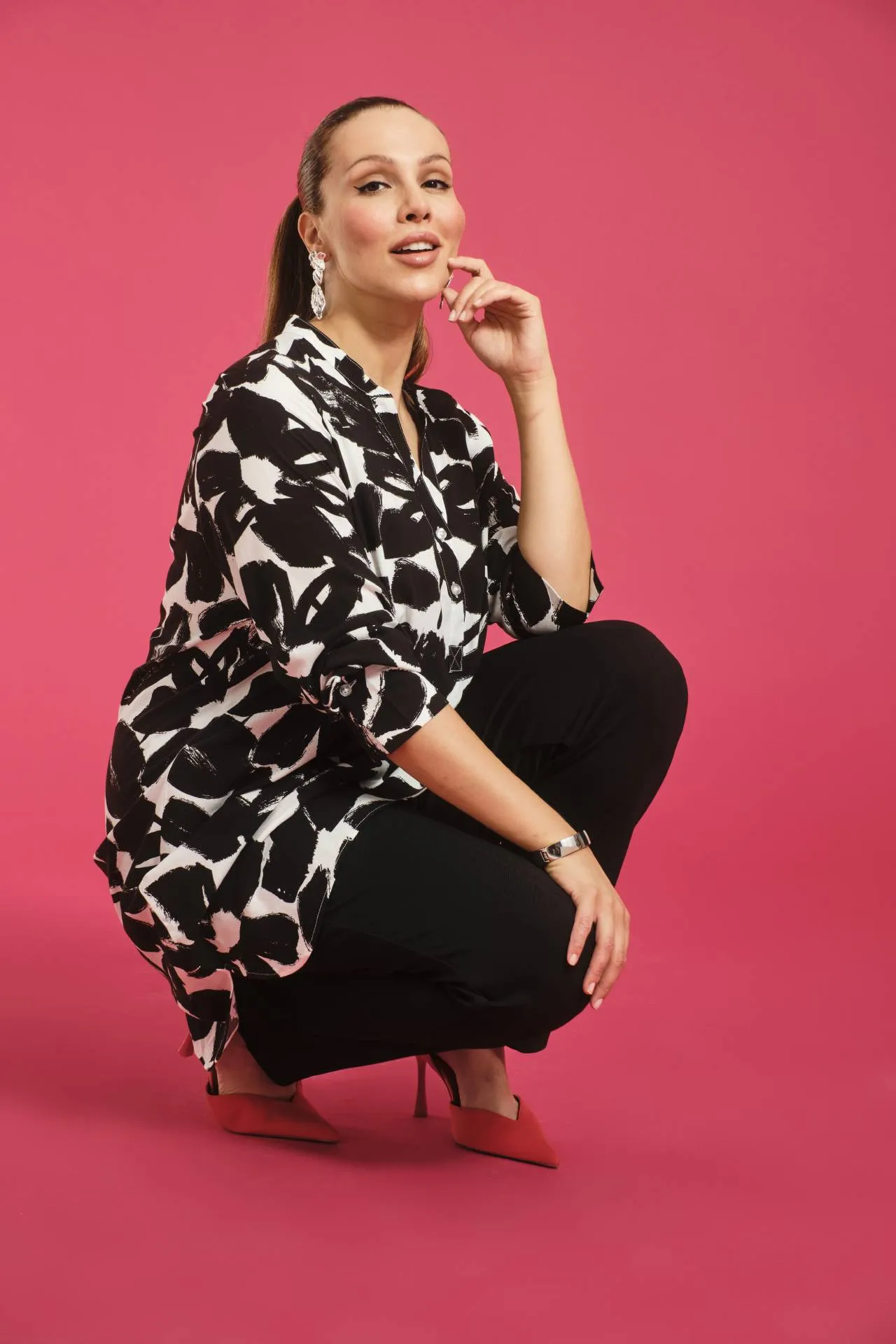 Ulla Popken Black Floral Tunic