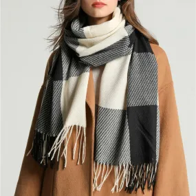 Unisex Fringed Plaid Striped Winter Warm Scarf