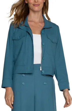 Utility Crop Jacket - Ocean Blue