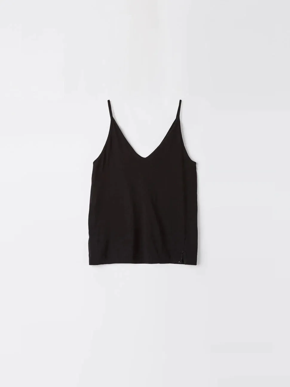 V NECK JERSEY CAMISOLE - BLACK