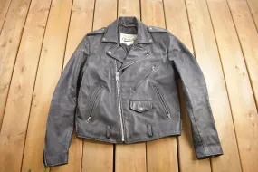 Vintage 1990s Open Road Leather Biker Jacket Size 38