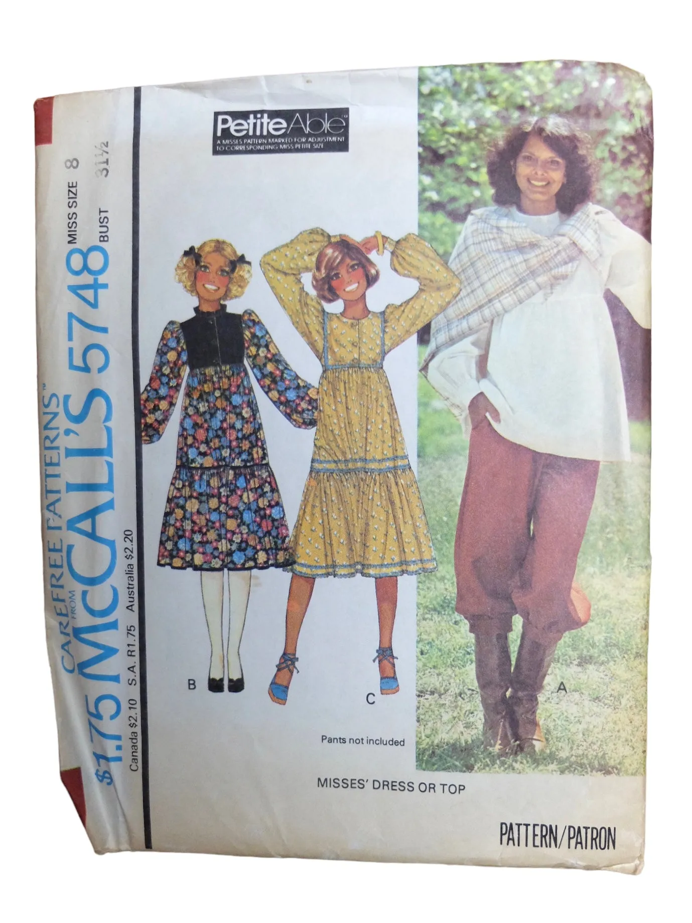 Vintage 70s Hippie Bohemian Prairie Cottage Milkmaid Gunne Sax Style Ruffled Midi Dress or Tunic Top with Puff Sleeves Sewing Pattern