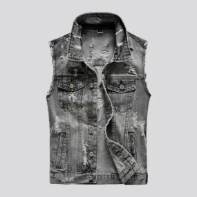 Vintage slim men's denim vest