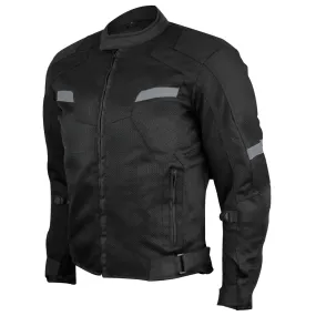 VL1622B Black Mesh Motorcycle Jacket with Insulated Liner and CE Armor